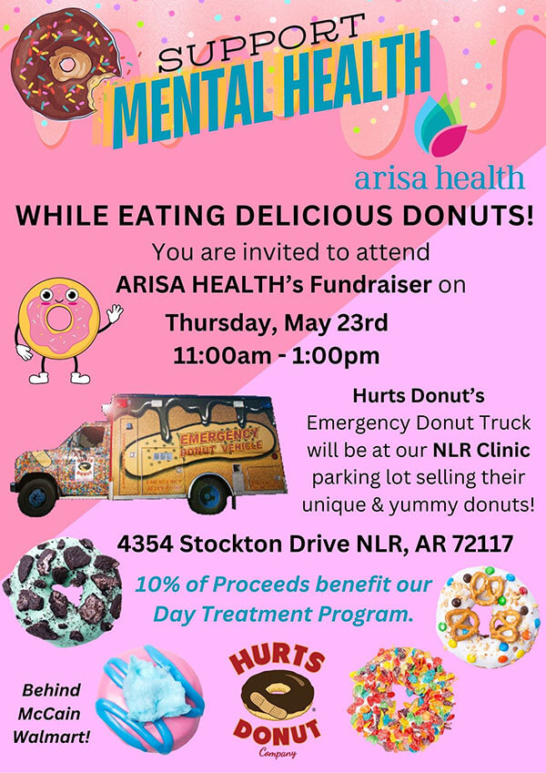 Fundraiser flyer showing donuts and event details (as described above)