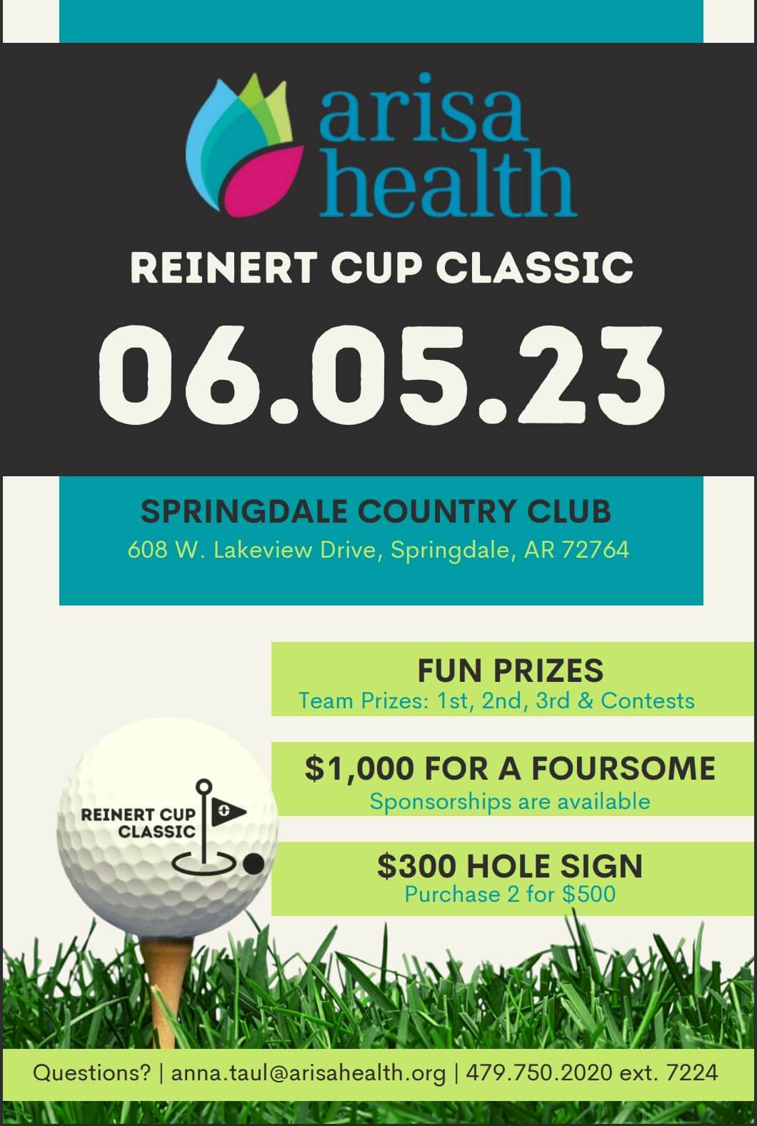 2023 - Reinert Cup Classic at Springdale Country Club. 608 W. Likeview Dr., Springdale, Arkansas 72764